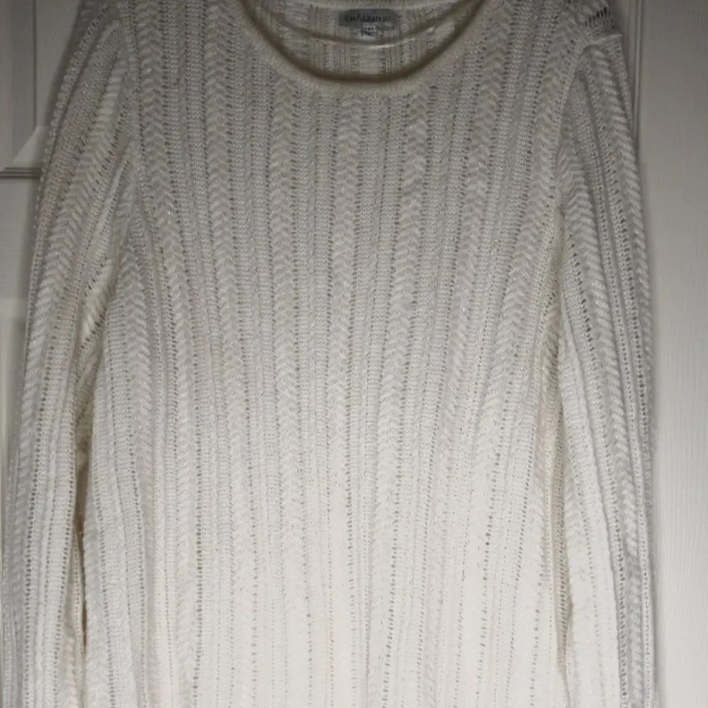 Croft and Barrow XXL White Cable Knit Longsleeves Metalic Women's Sweater